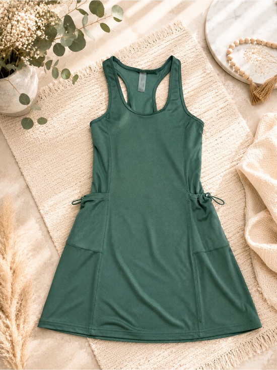 Outdoor Voices Dresses & Skirts - Outdoor Voices Deep Green Racerback Mini Dress with Side Ties